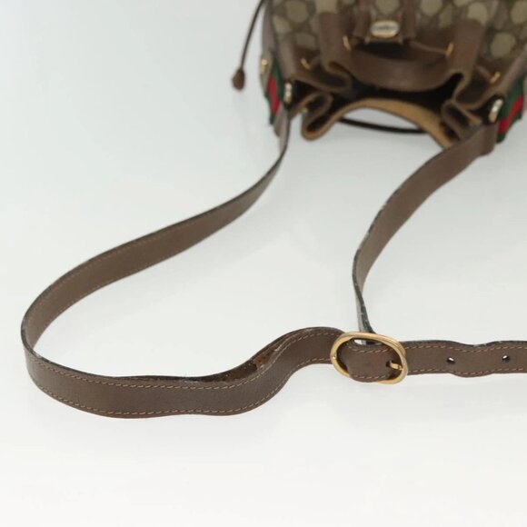 GUCCI GG Supreme Web Sherry Line Bag PVC Beige Gold 41 02 034 Auth 139660 - Picture 8 of 16